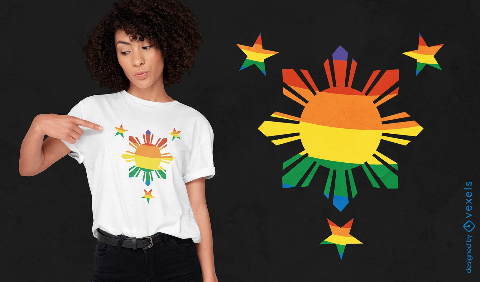 Design de t-shirt da bandeira do orgulho filipino