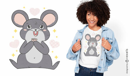 Aufgeregtes Cartoon-Maus-Tier-T-Shirt-Design