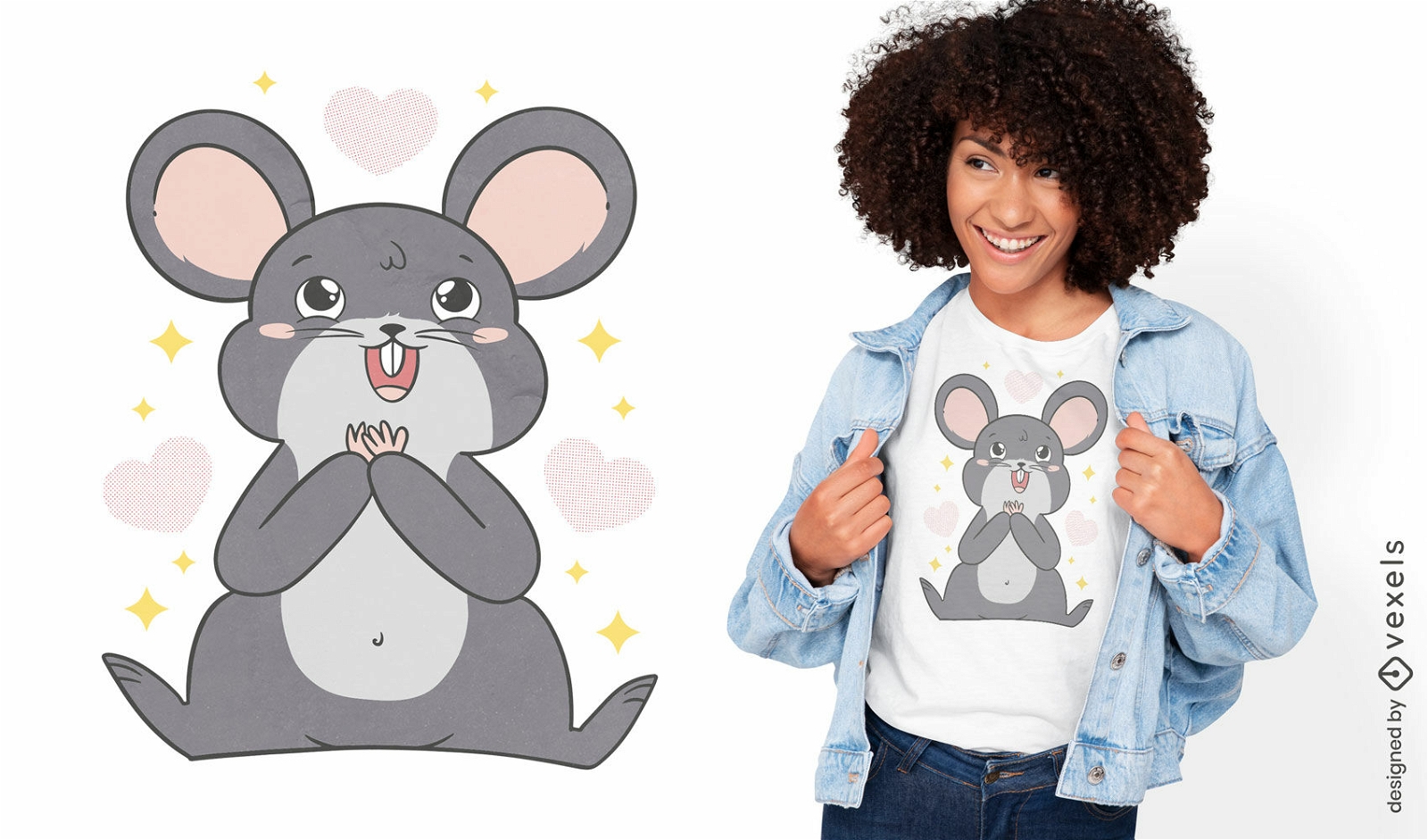 Excited cartoon mouse animal t-shirt design