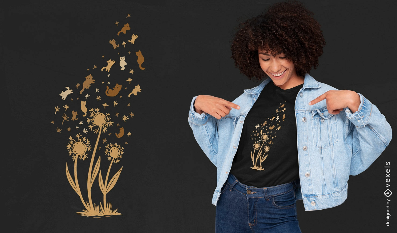 Dandelions and cats t-shirt design