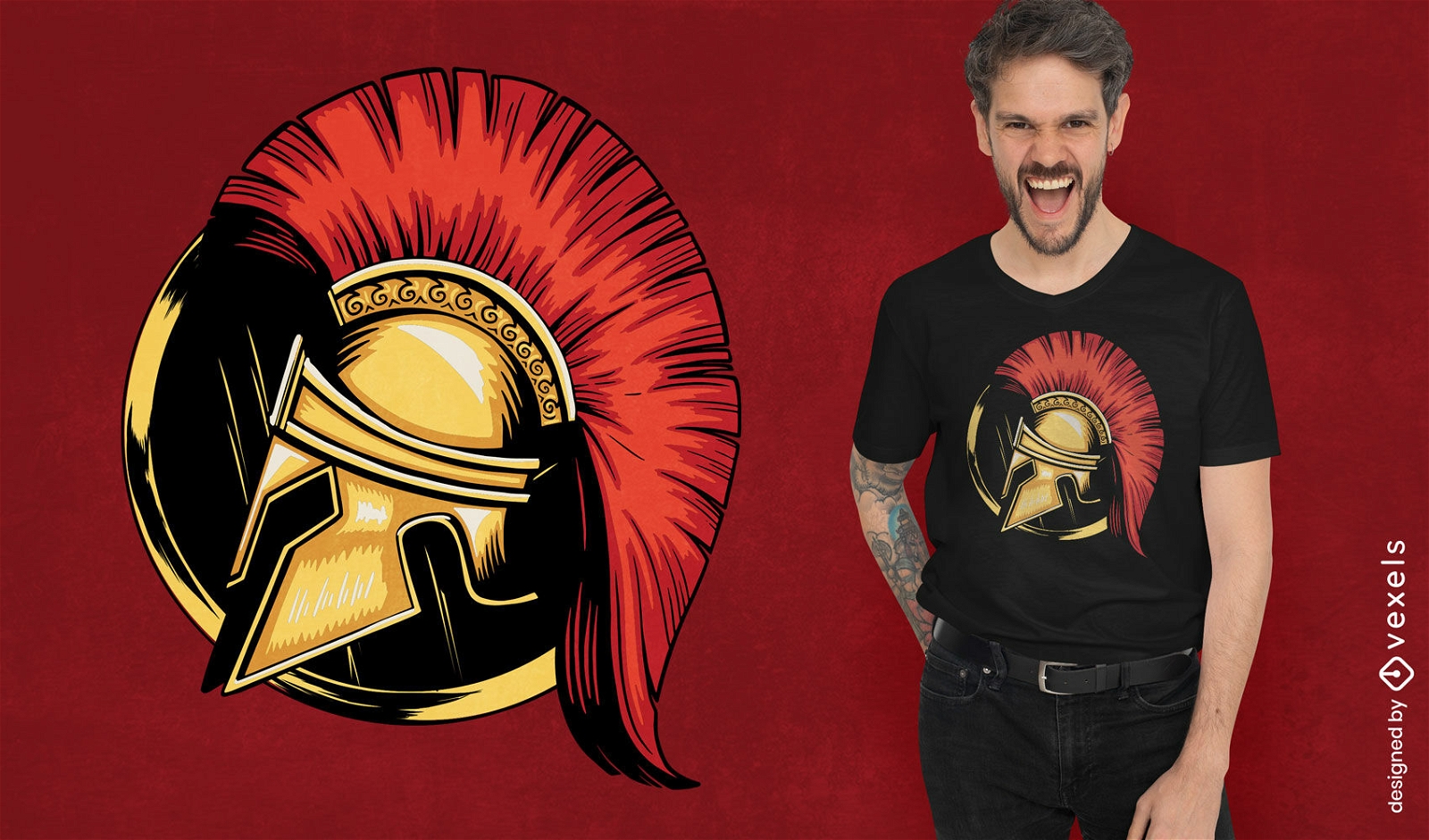 Spartan warrior helmet illustration t-shirt design