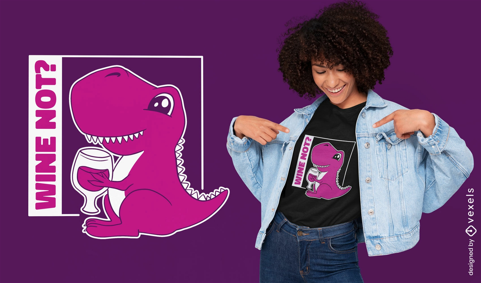 Wein T-Rex Cartoon-T-Shirt-Design