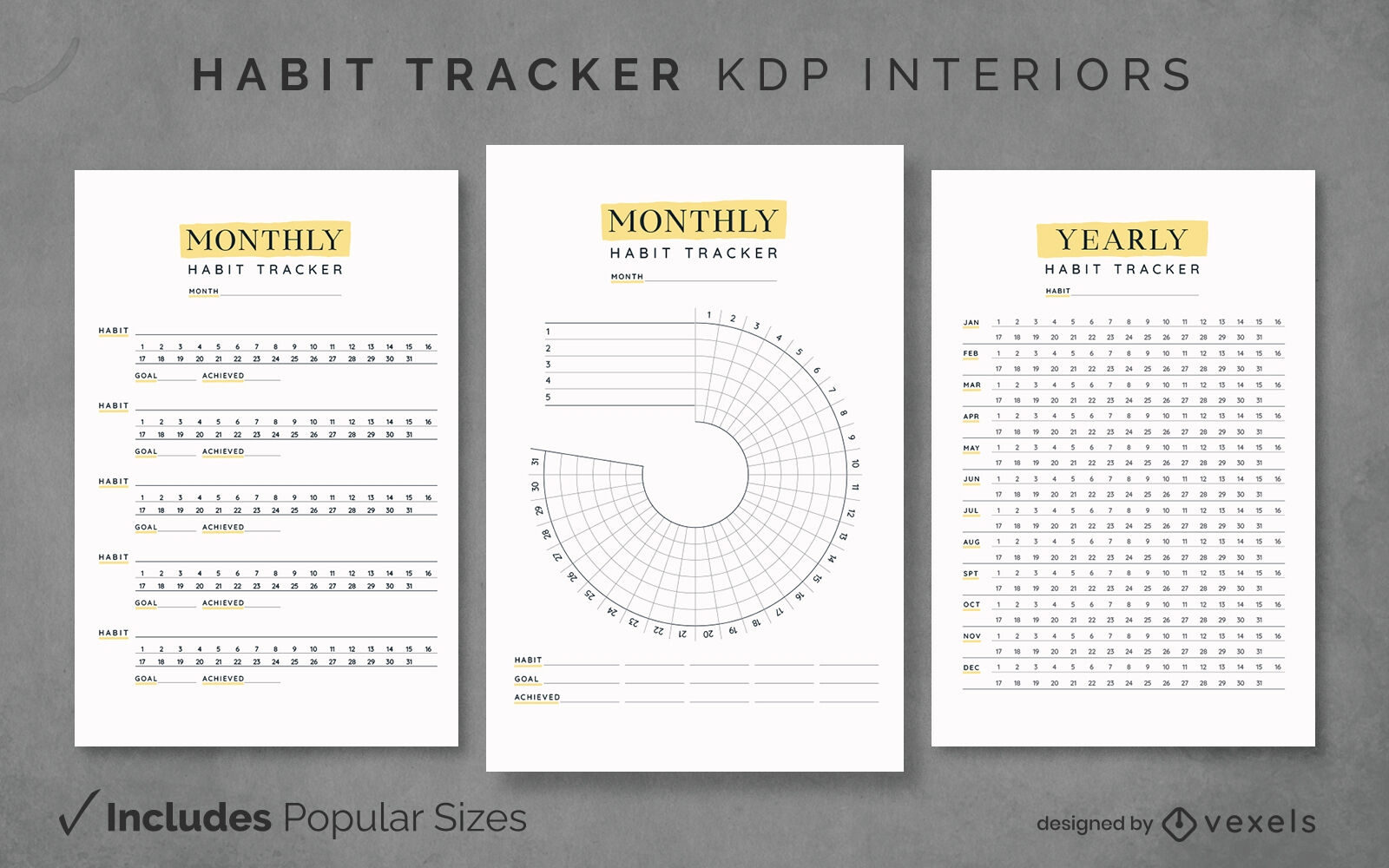 Modelo de rastreador de hábitos KDP design de interiores