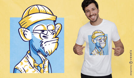 Tierkarikatur-T-Shirt Entwurf des ernsten Affen