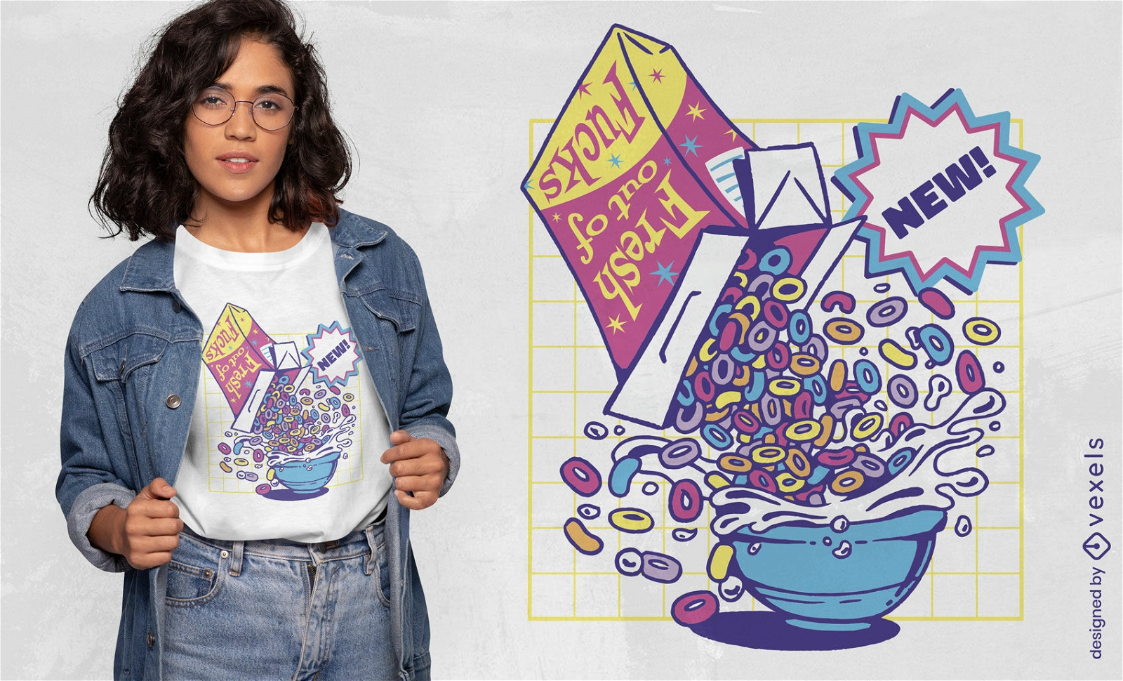 Cereal box and bowl t-shirt design