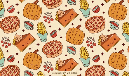 Cute Thanksgiving characters pattern design