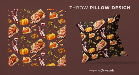 Thanksgiving food throw pillow design