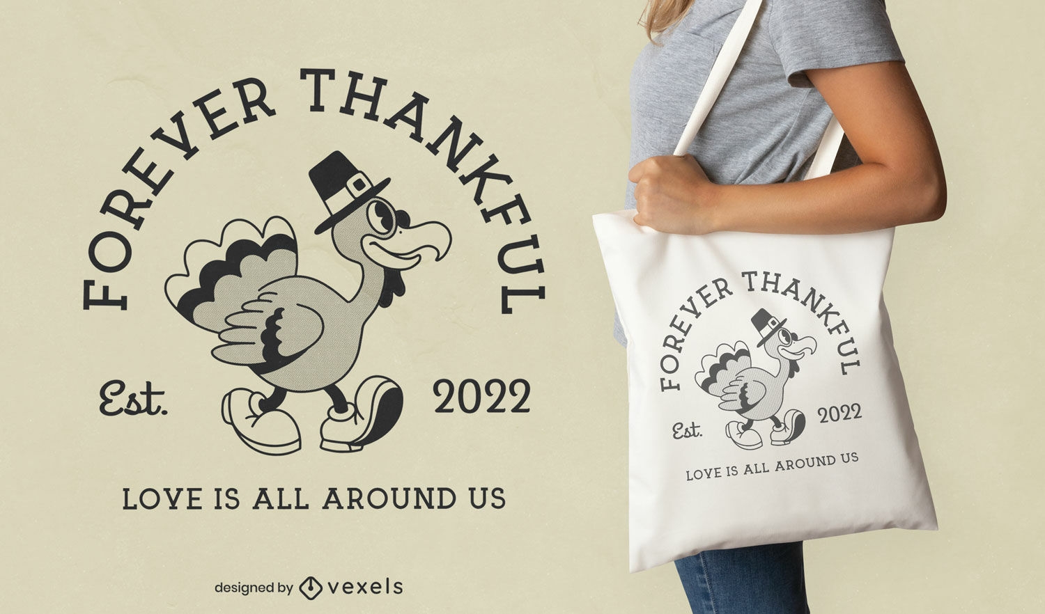 Thanksgiving turkey tote bag design