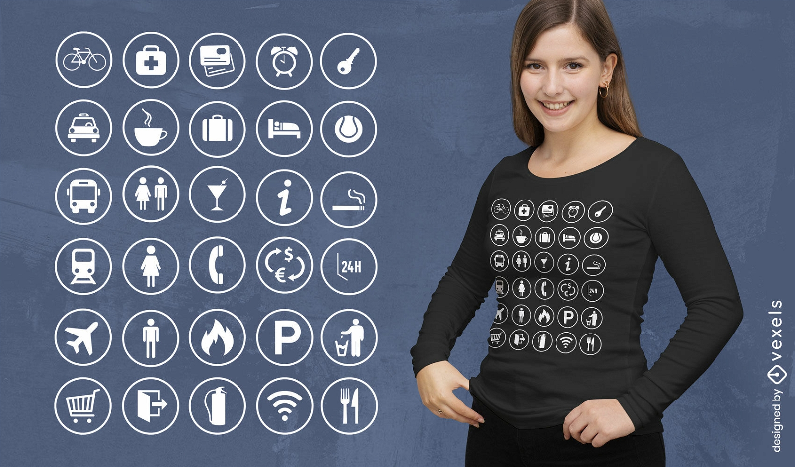Travel icons and signs t-shirt design