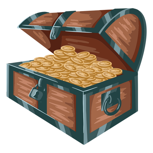 Chest full of gold coins    PNG Design
