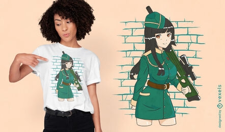 Design de camiseta de menina de anime Sniper