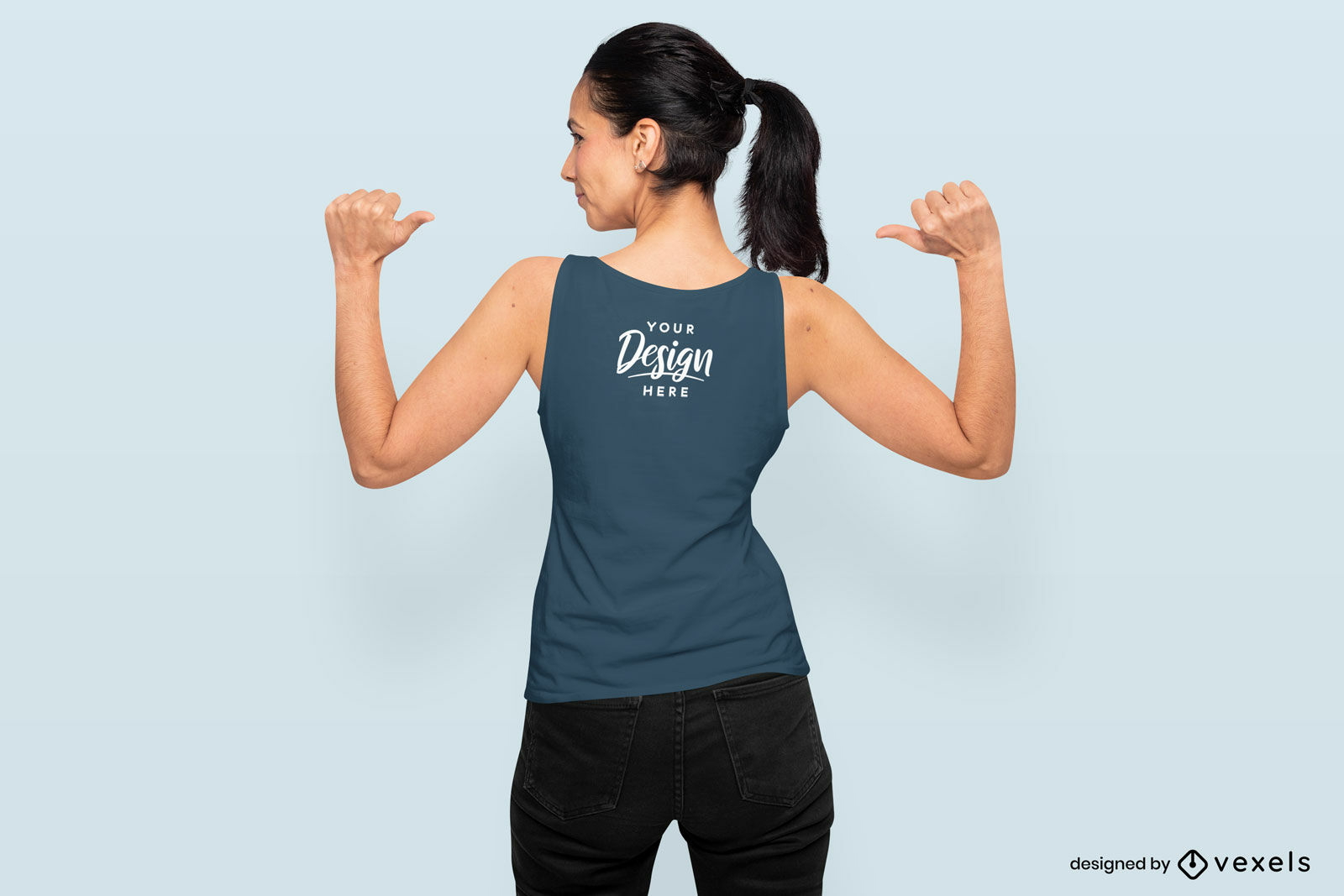 Fitness-Modell Tanktop Rücken Mockup Design