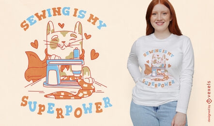 Costurar design de camiseta de gato superpoderoso