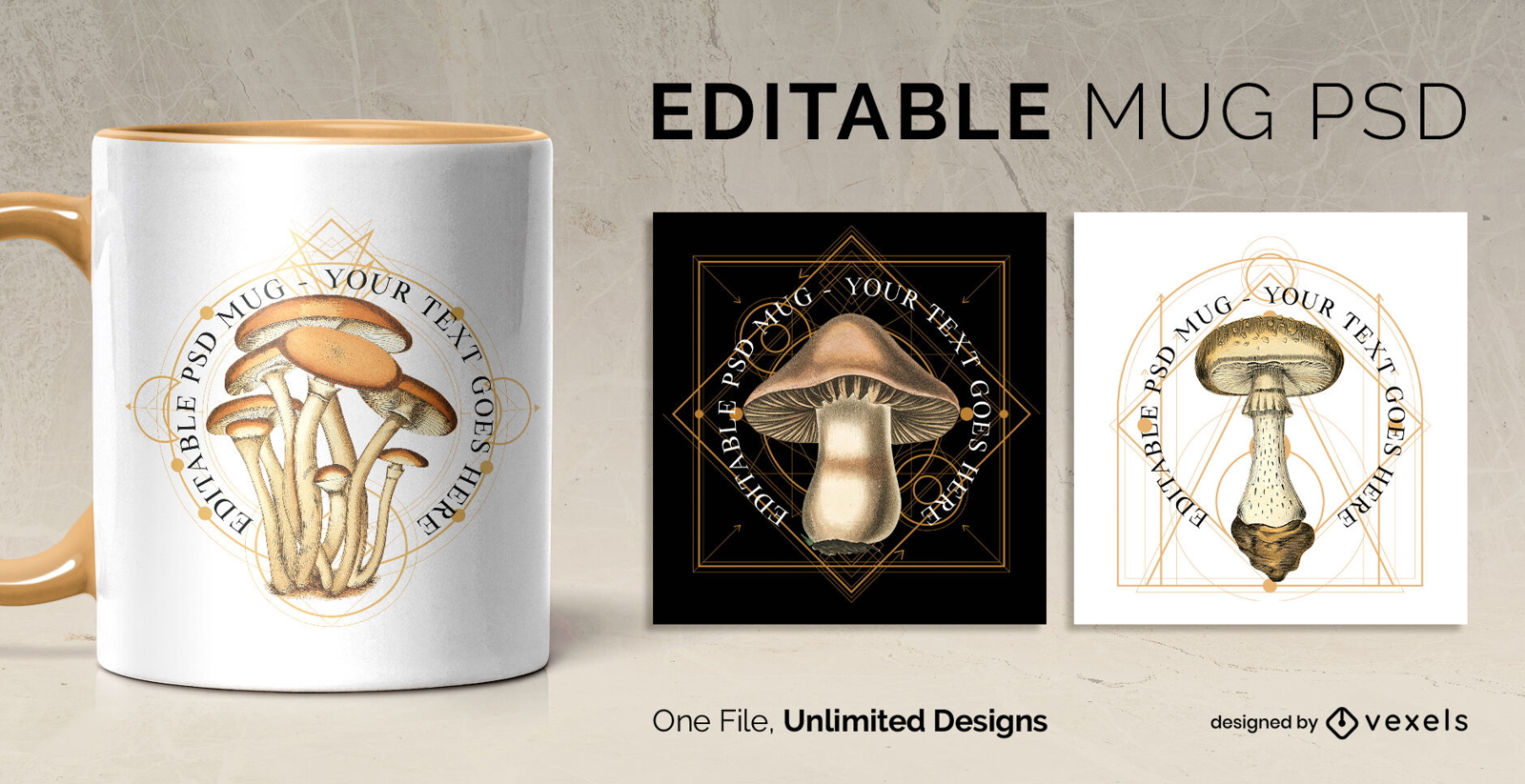 Cottagecore mushrooms scalable mug template