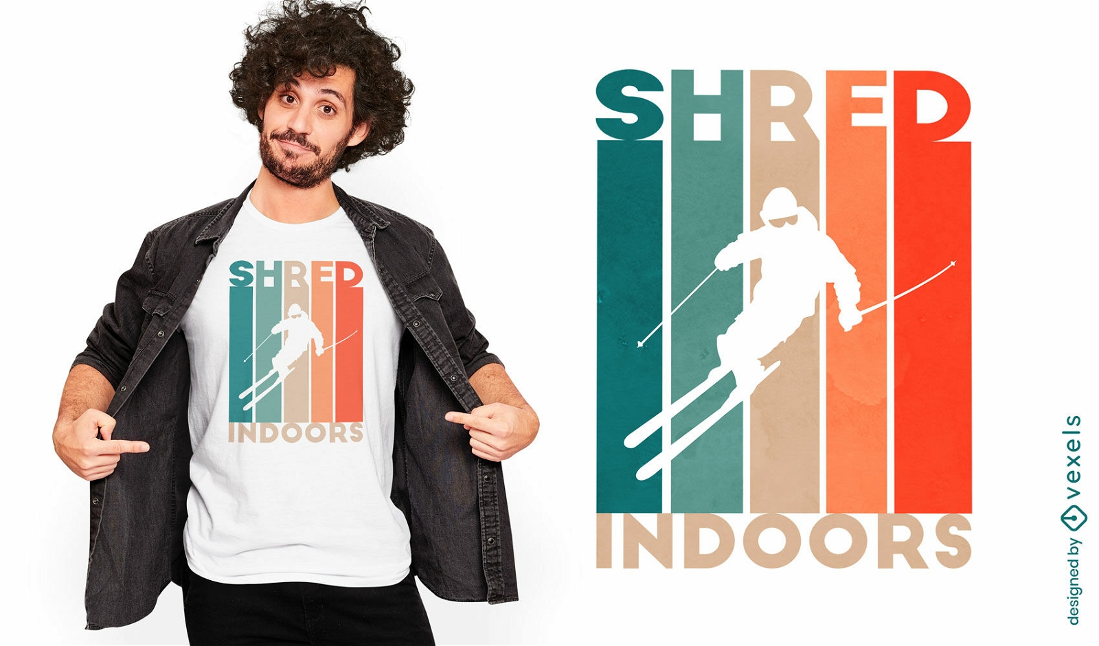 Design de camiseta de silhueta de esqui