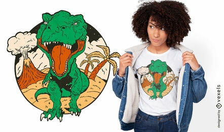T-rex volcano t-shirt design
