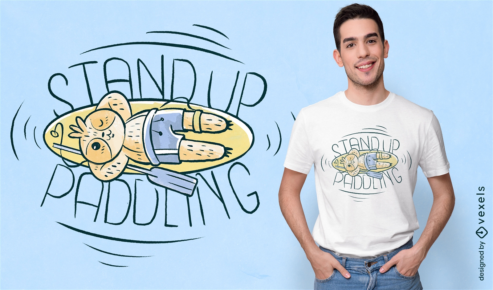 Sloth paddling board t-shirt design