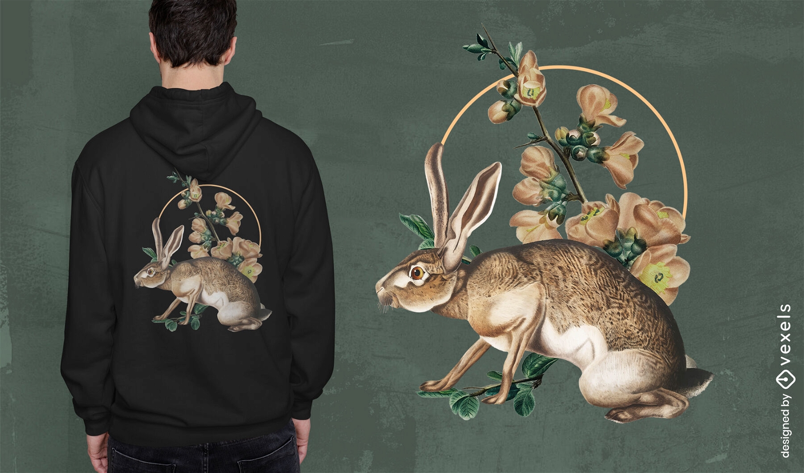 Design de camiseta de coelho vintage escuro