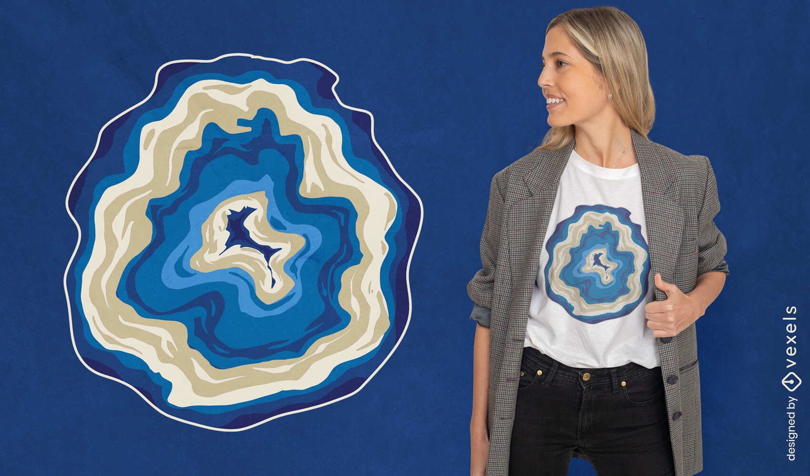 Design de camiseta de ágata azul Geode slice