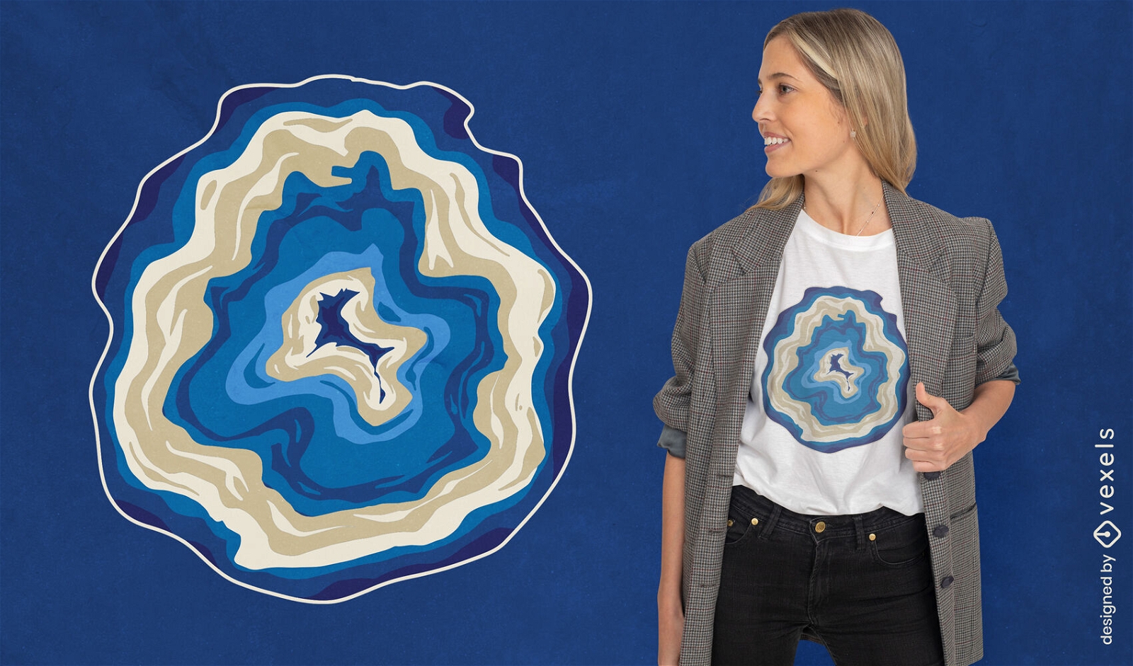 Geode slice blue agate t-shirt design