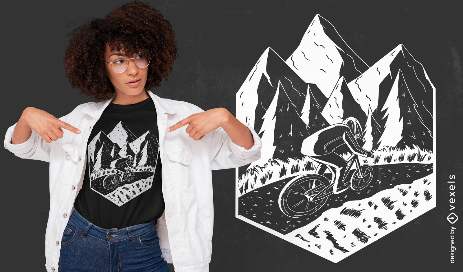 Mountain biker high contrast t-shirt design