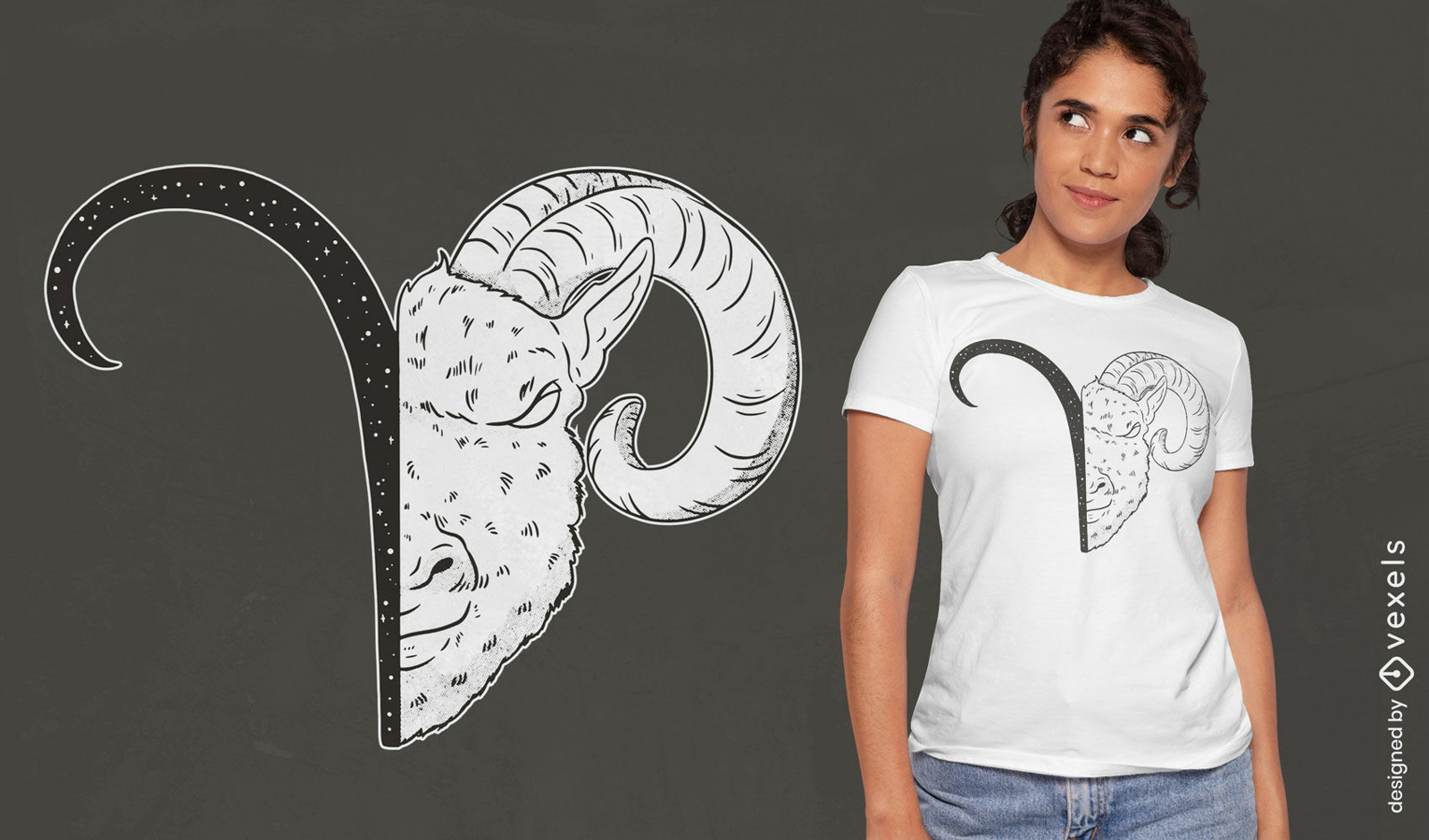 Símbolo de Áries e design de camiseta animal