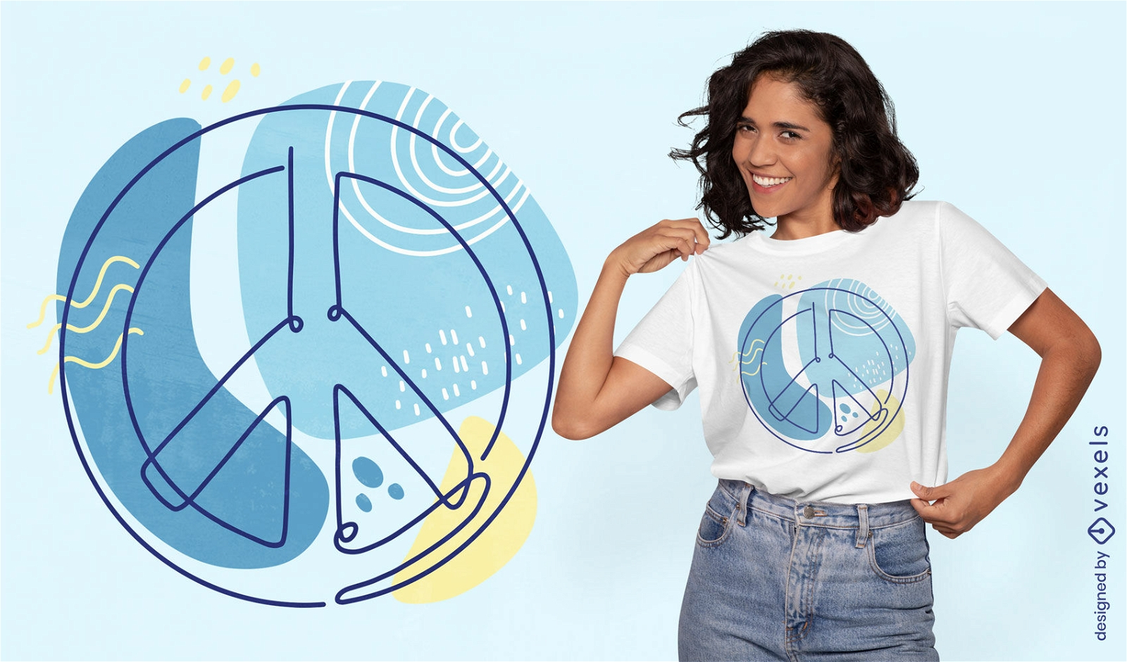Diseño de camiseta de línea continua de signo de la paz.