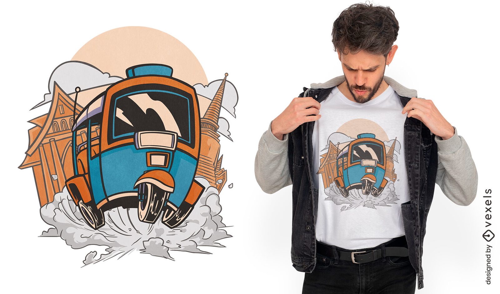 Diseño de camiseta de carreras de tuk tuk