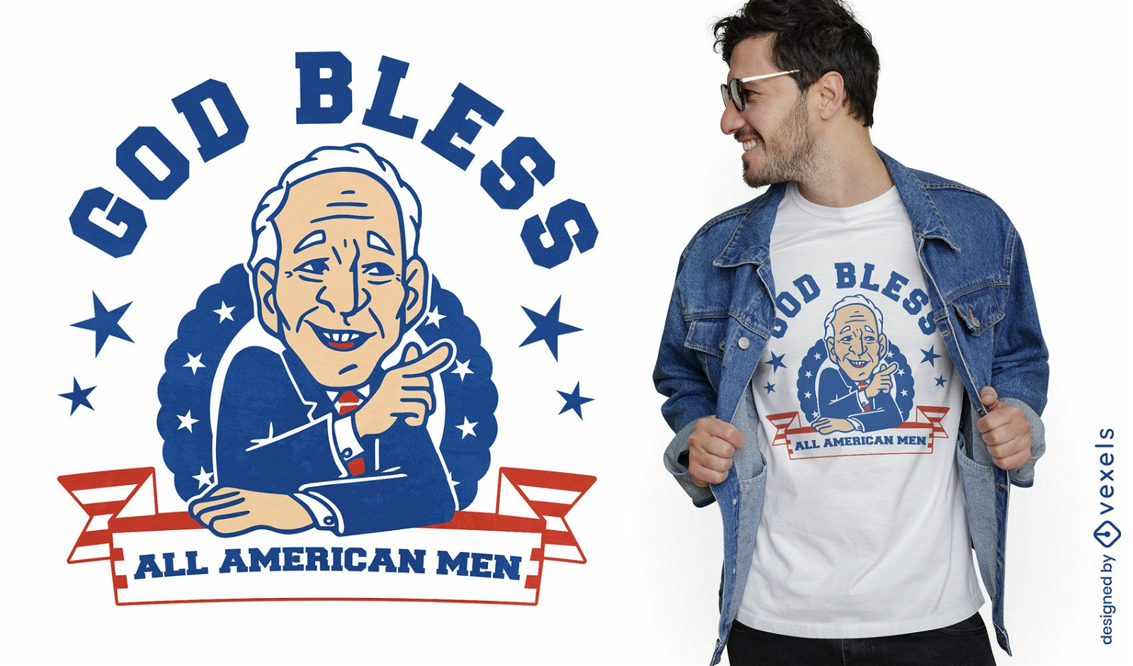 Gott segne amerikanische Männer T-Shirt-Design