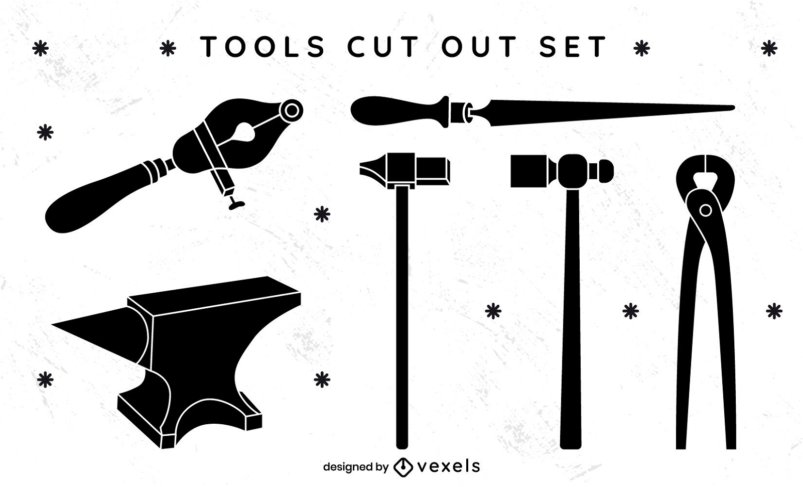 Conjunto de ferramentas de ferreiro cortado