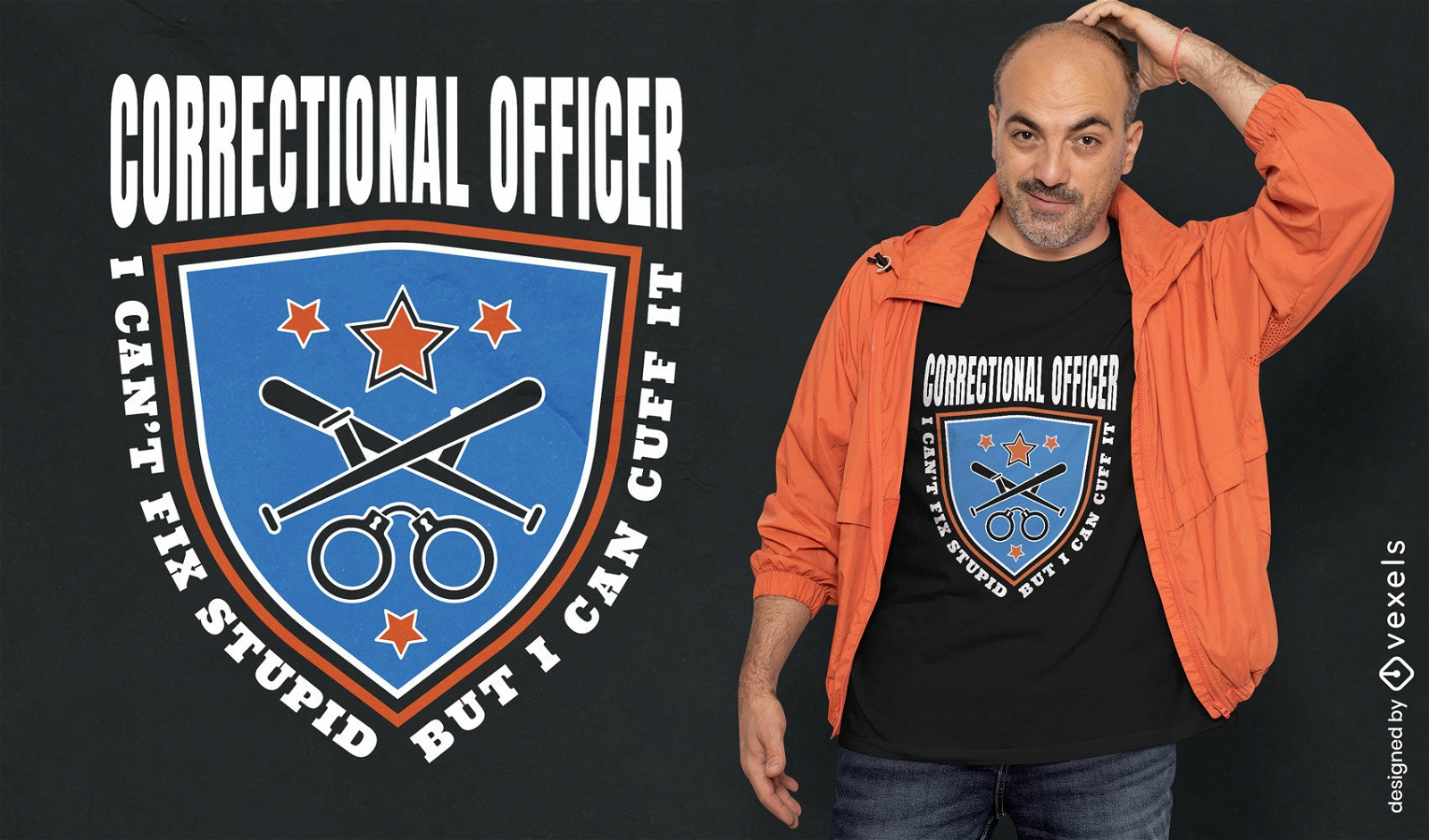 Oficial correccional ordenó diseño de camiseta.