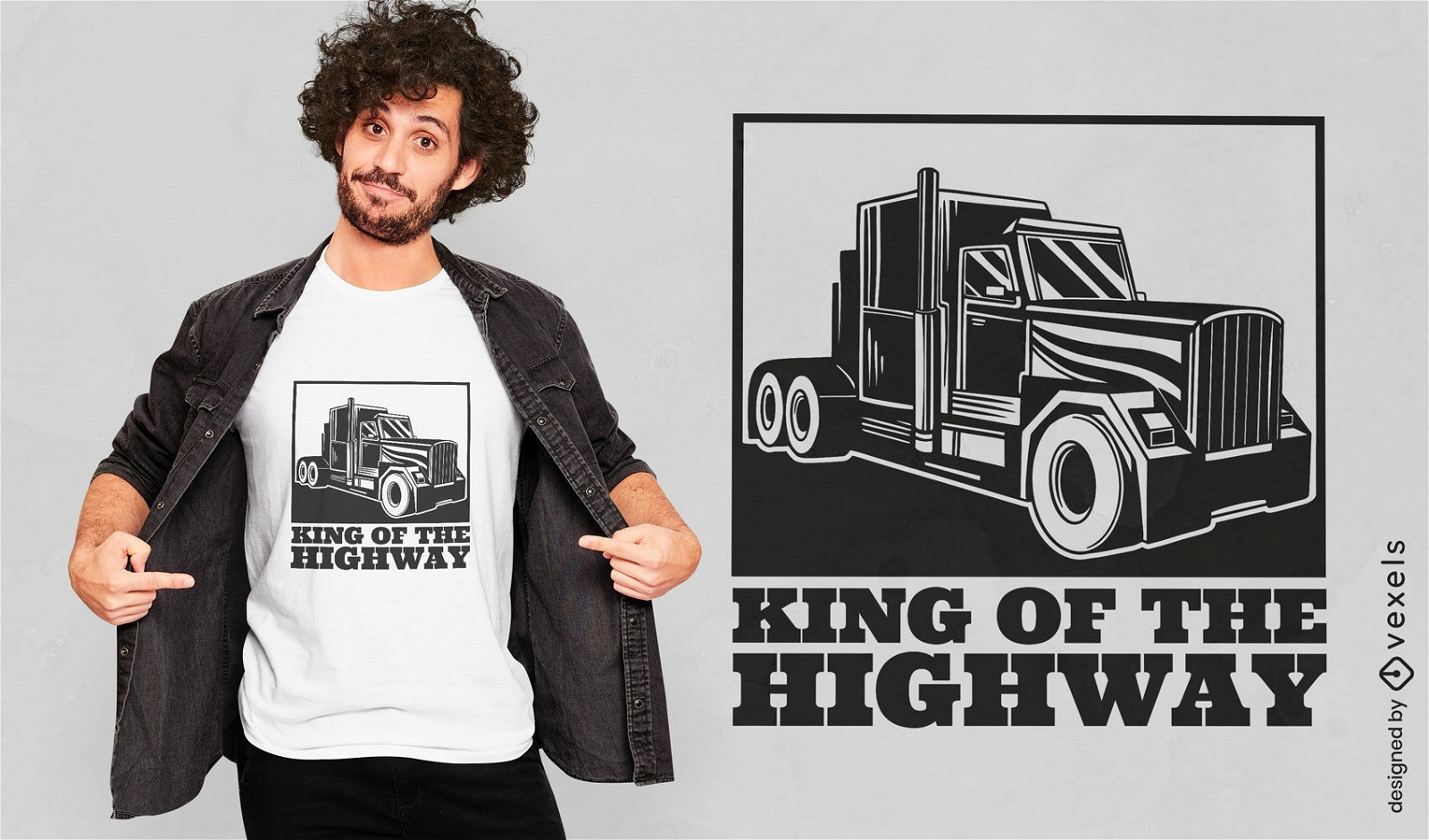 Diseño de camiseta de camionero rey de la carretera