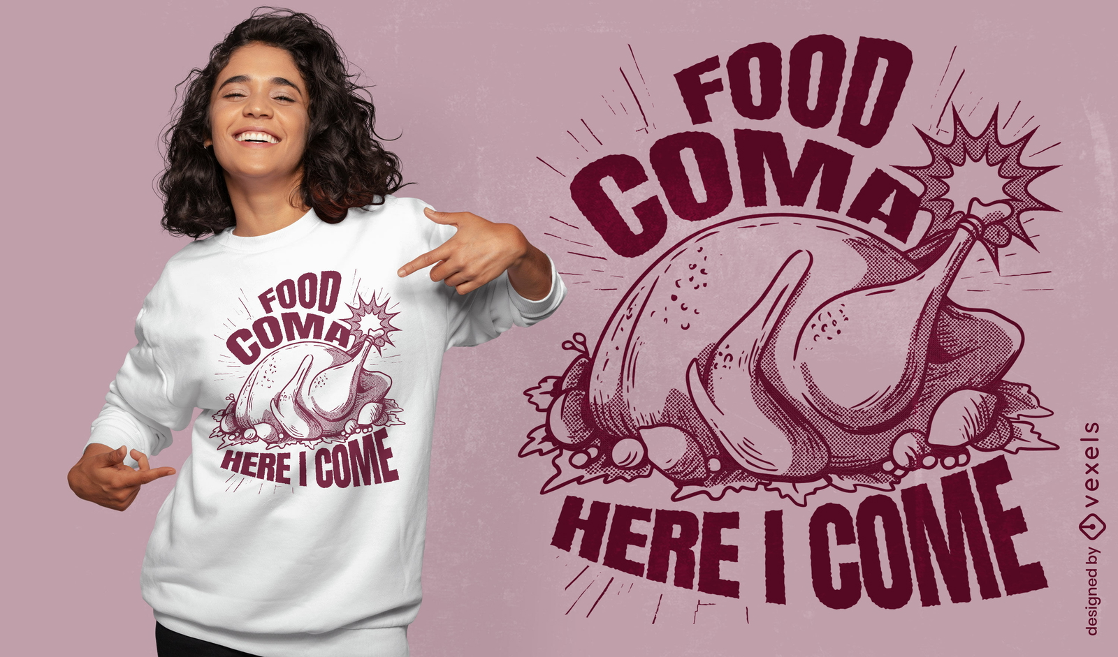 Design de camiseta de férias em coma alimentar