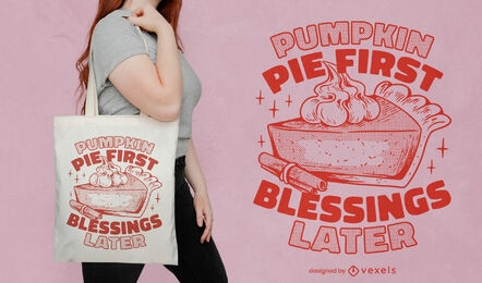 Pumpkin pie holiday tote bag design
