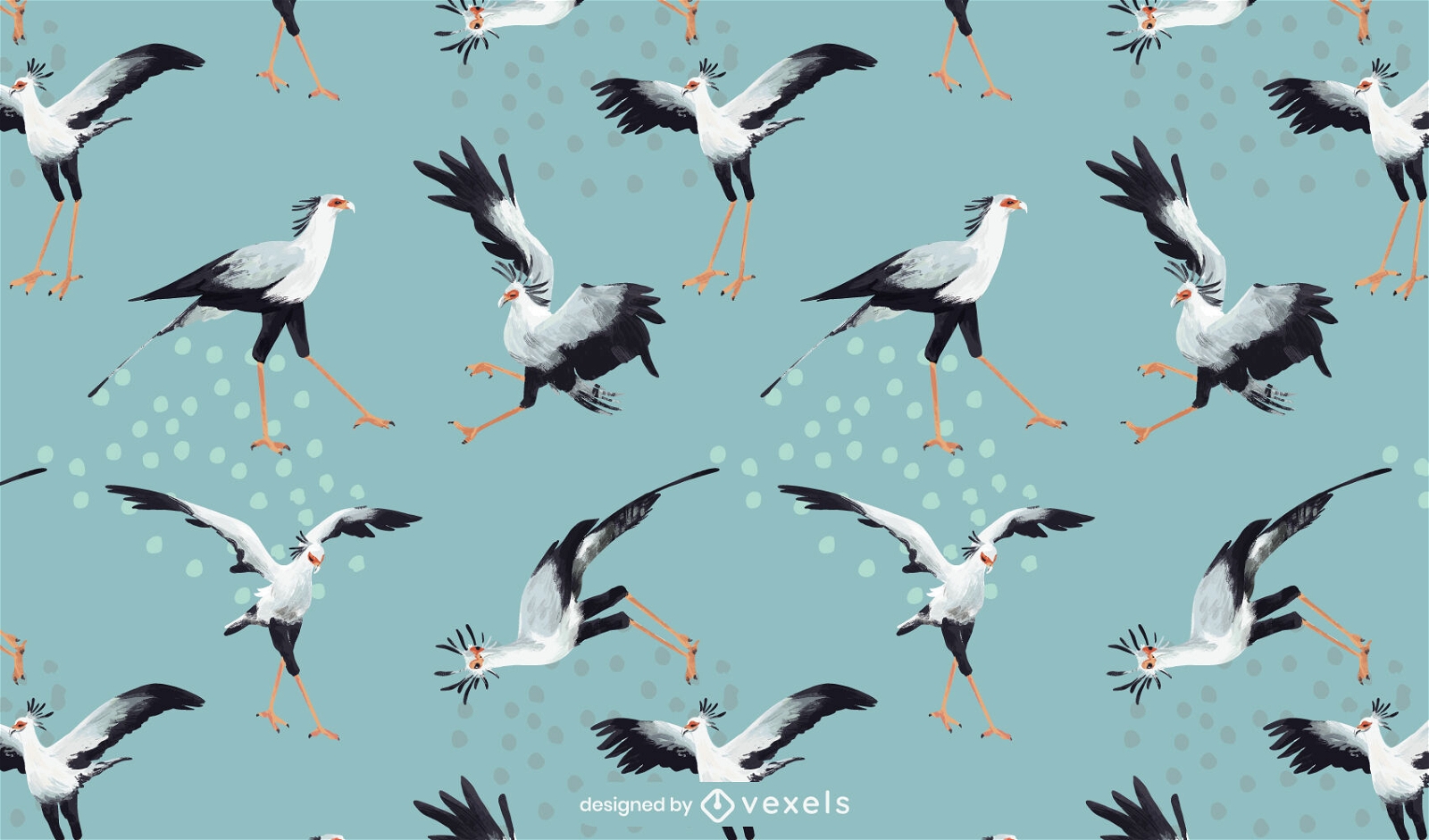 Secretary bird pattern design