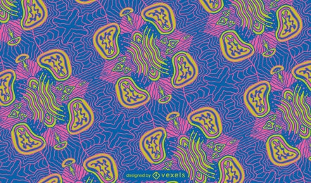 Grooviges Musterdesign mit psychedelischen Pilzen