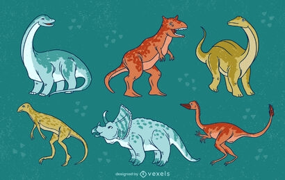 Dinosaur Cartoons Set Vector Download