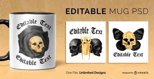 Dark and gold elements scalable mug template