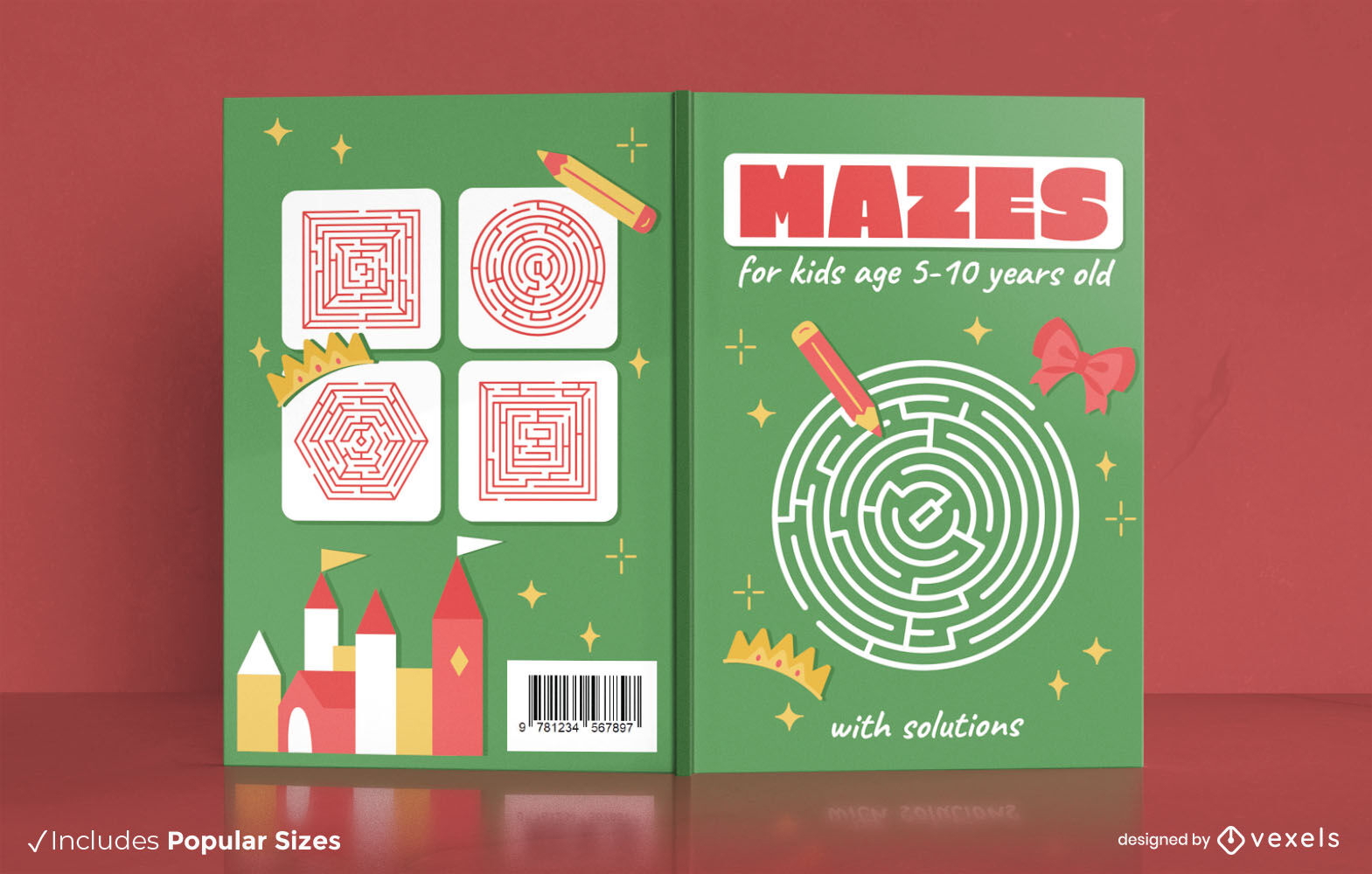 Labirintos para design de capa de livro de castelo infantil