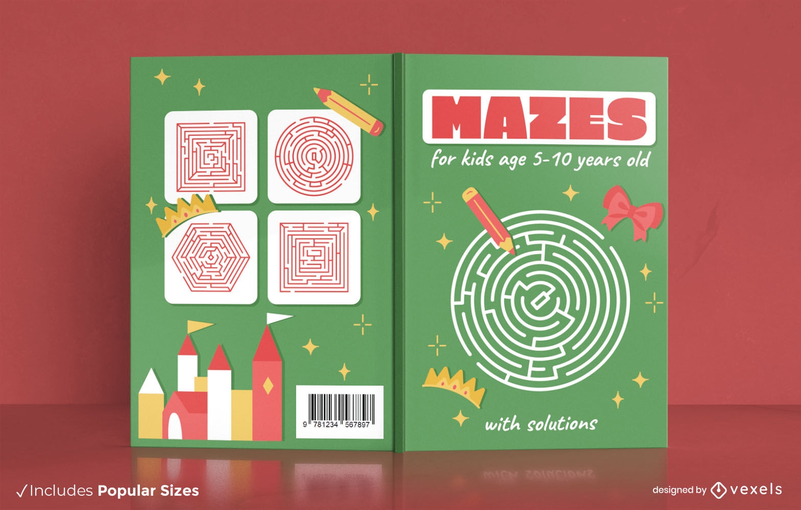 Mazes for kids castle book cover design