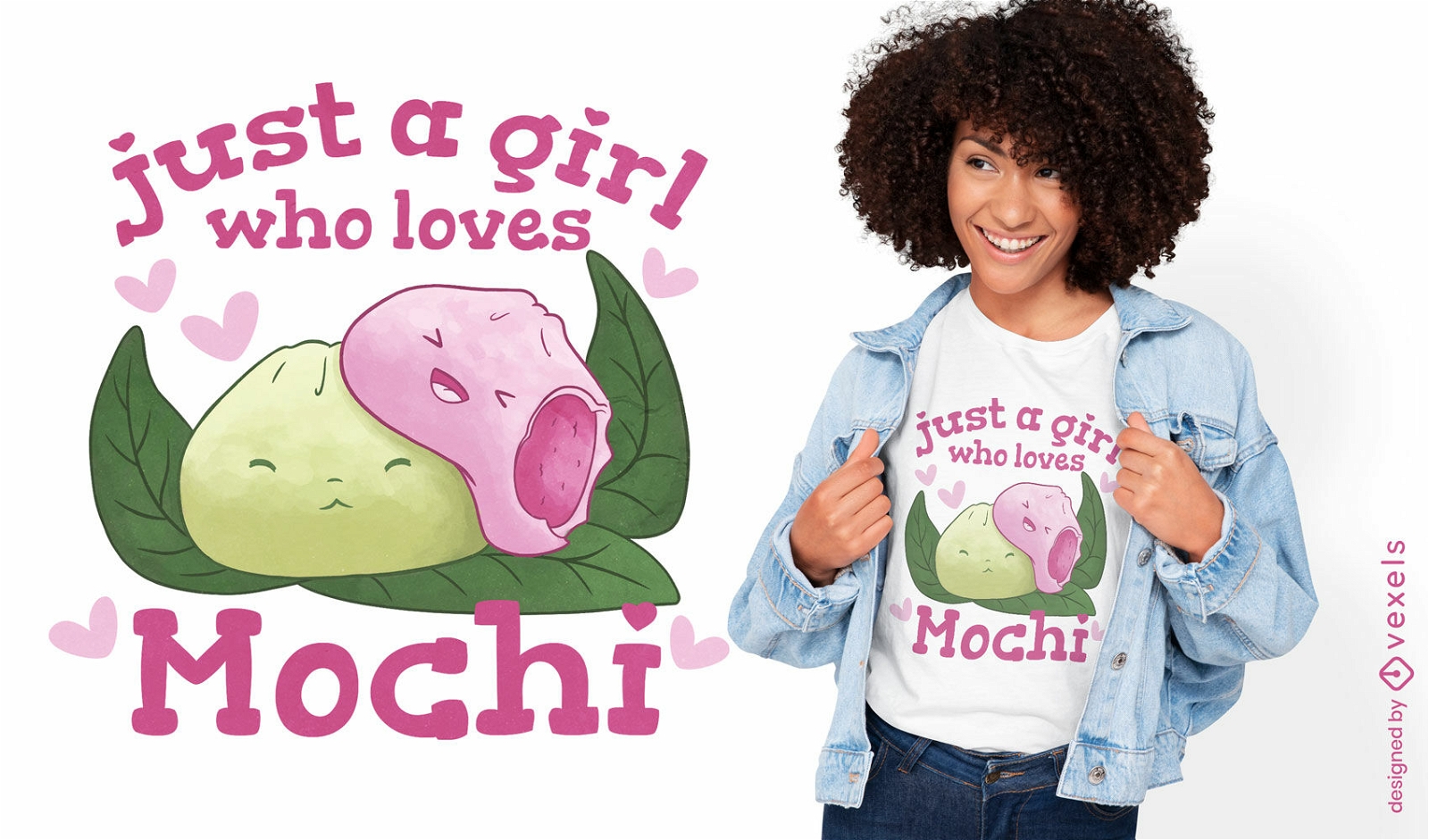 Diseño de camiseta de chica amante de mochi.