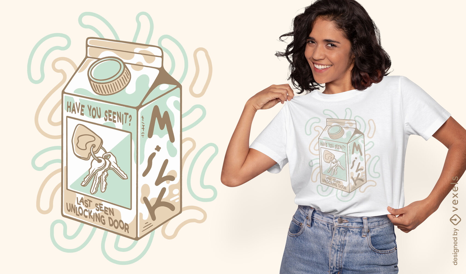 Milchbox mit Schlüsselsatz T-Shirt-Design