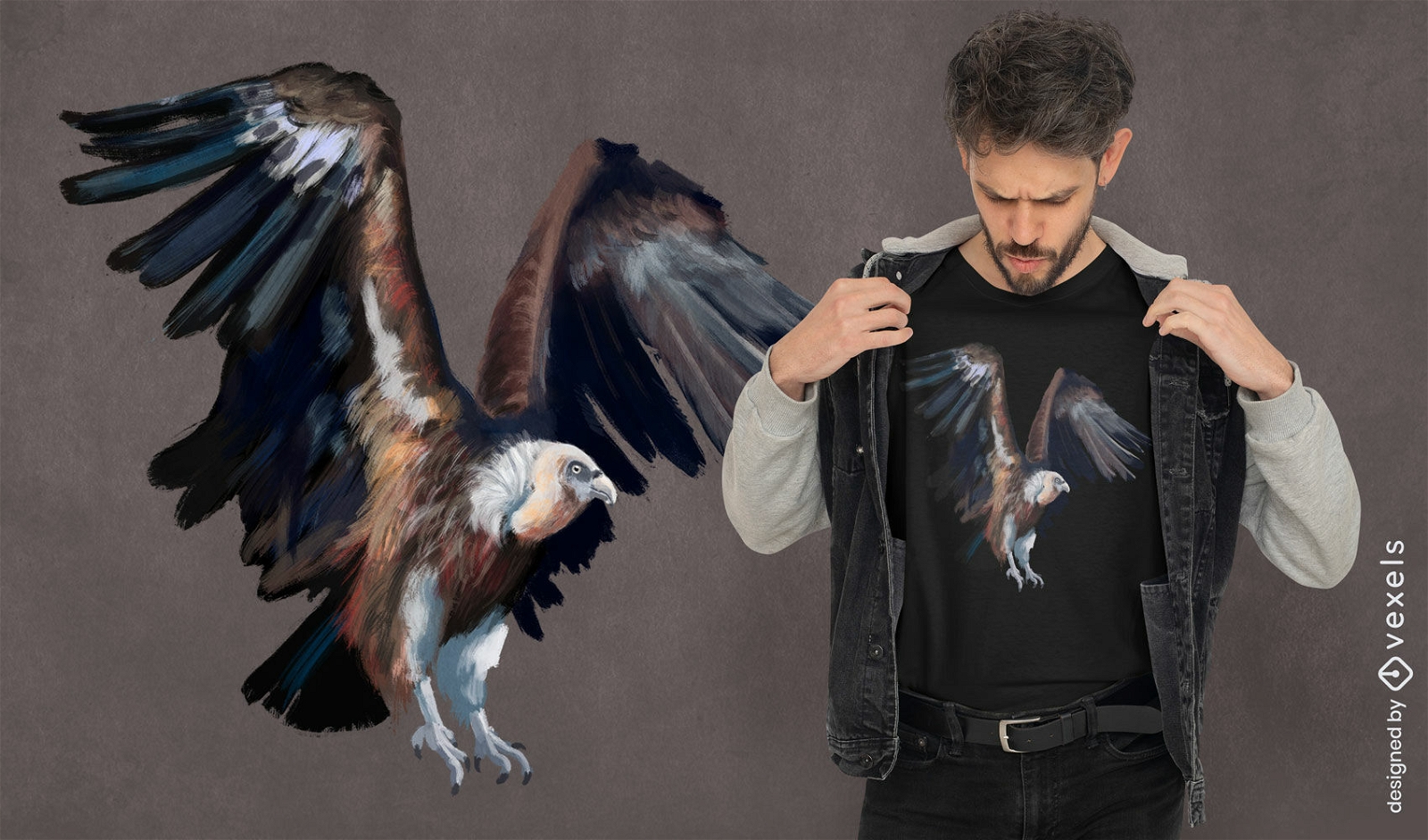 Design de camiseta de abutre voador