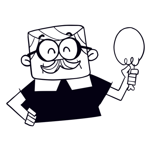 Funny man with mustache and lightbulb PNG Design