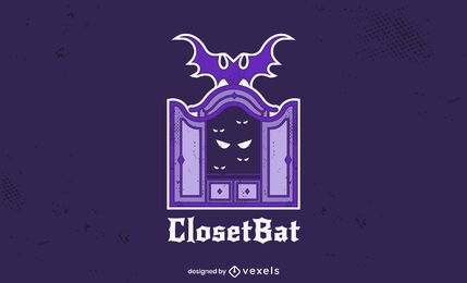 Victorian gothic closet bat logo template