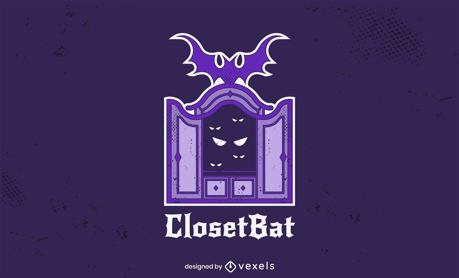 Victorian gothic closet bat logo template