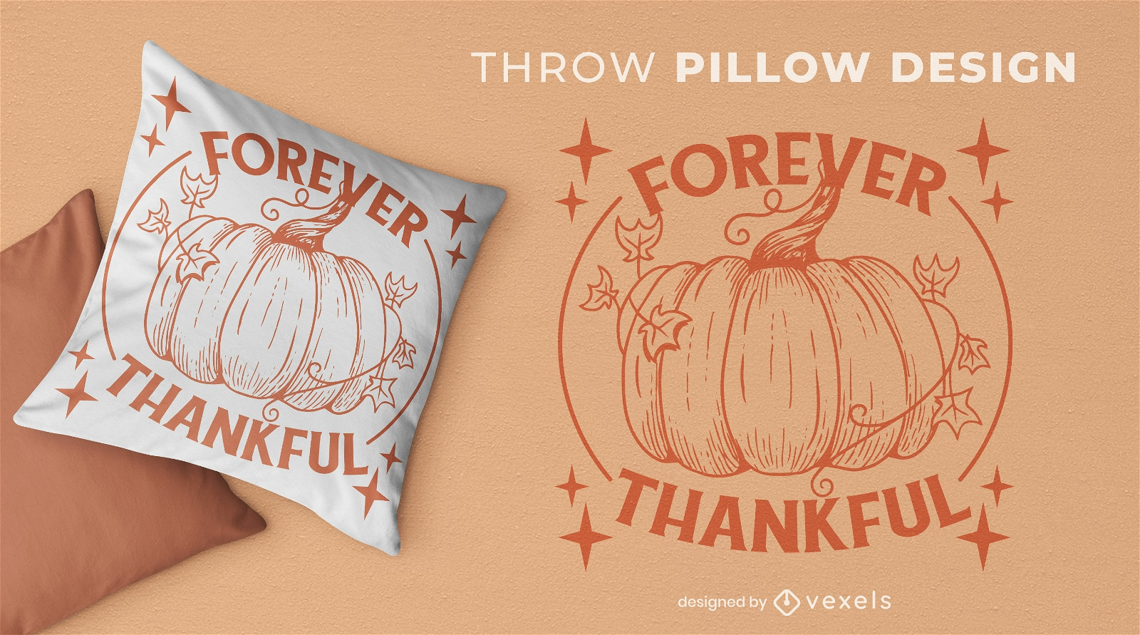 Forever thankful holiday throw pillow design