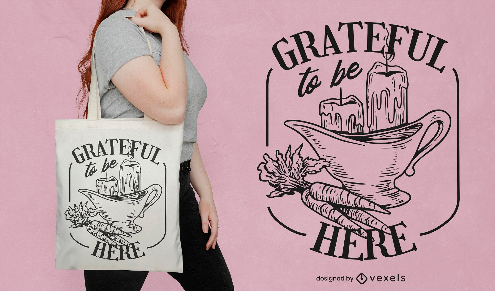 Thanksgiving grateful tote bag design