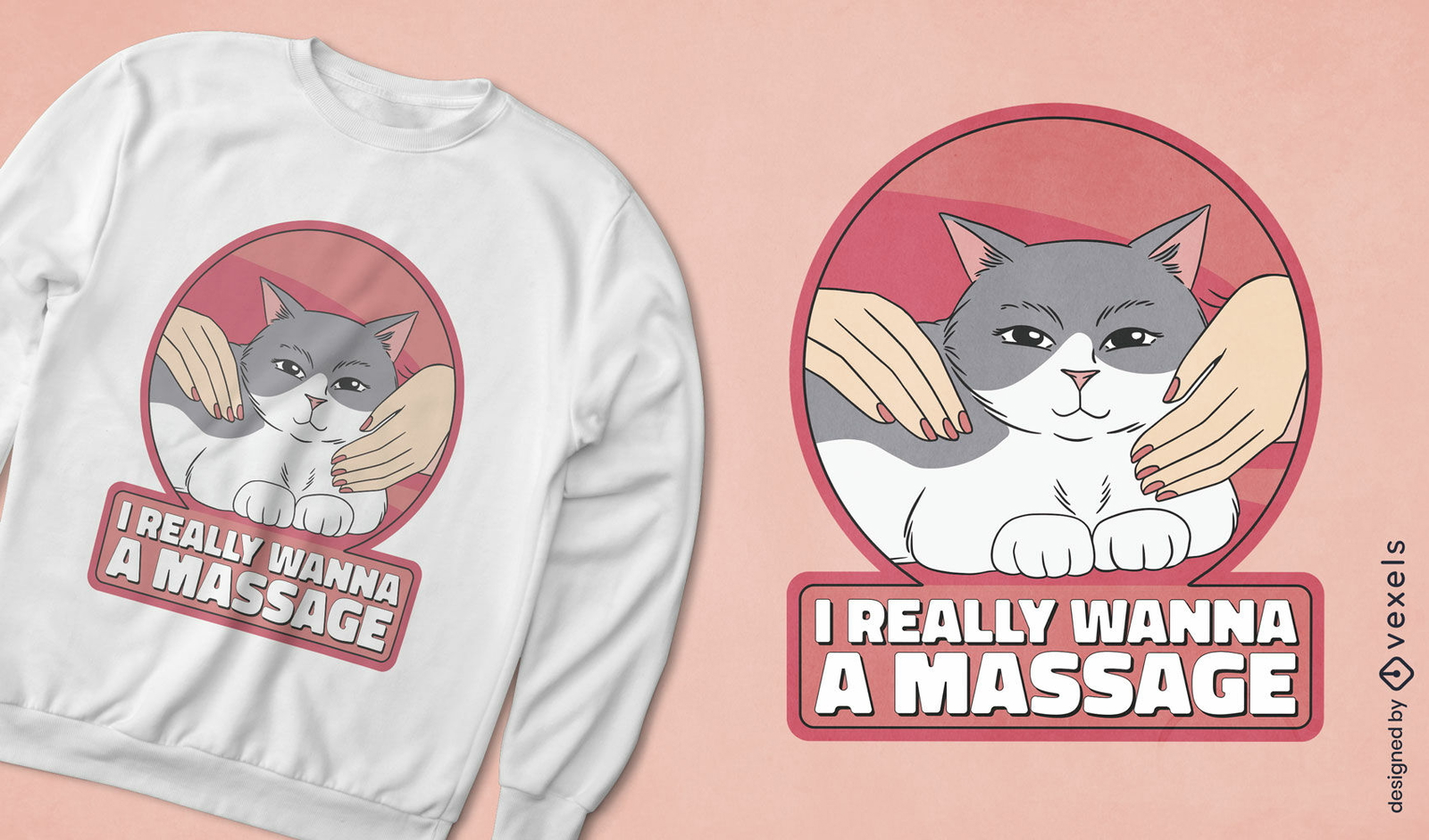 Design de camiseta com citação de massagem para gatos