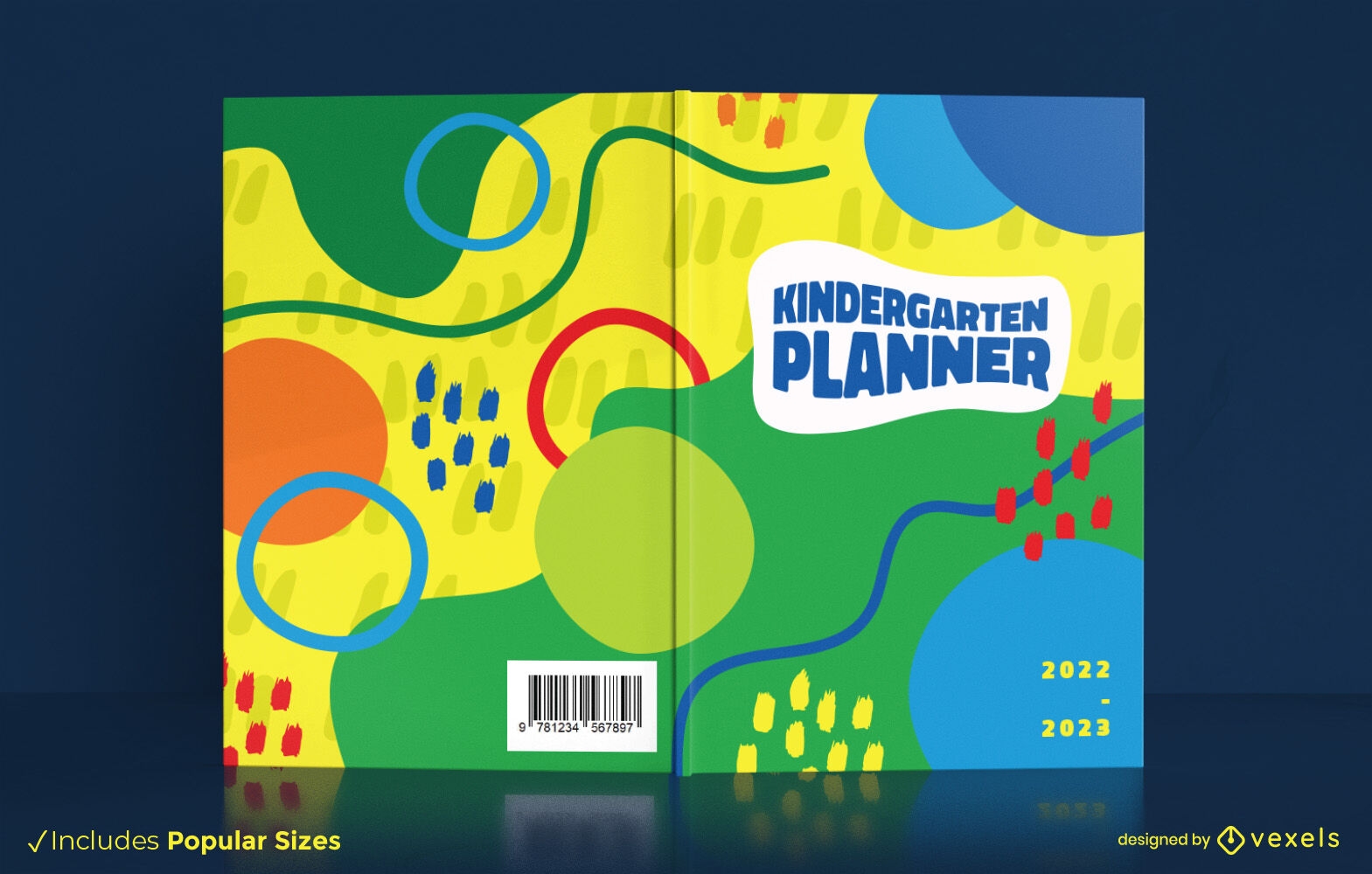 Diseño de portada de libro de jardín de infantes abstracto